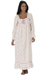 Model wearing Martha Nightgown in vintage rose image number 4