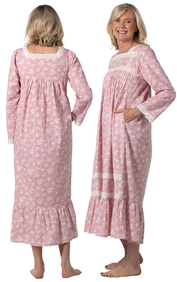 Violet - Long Sleeve Vintage Ladies Cotton Nightgown
