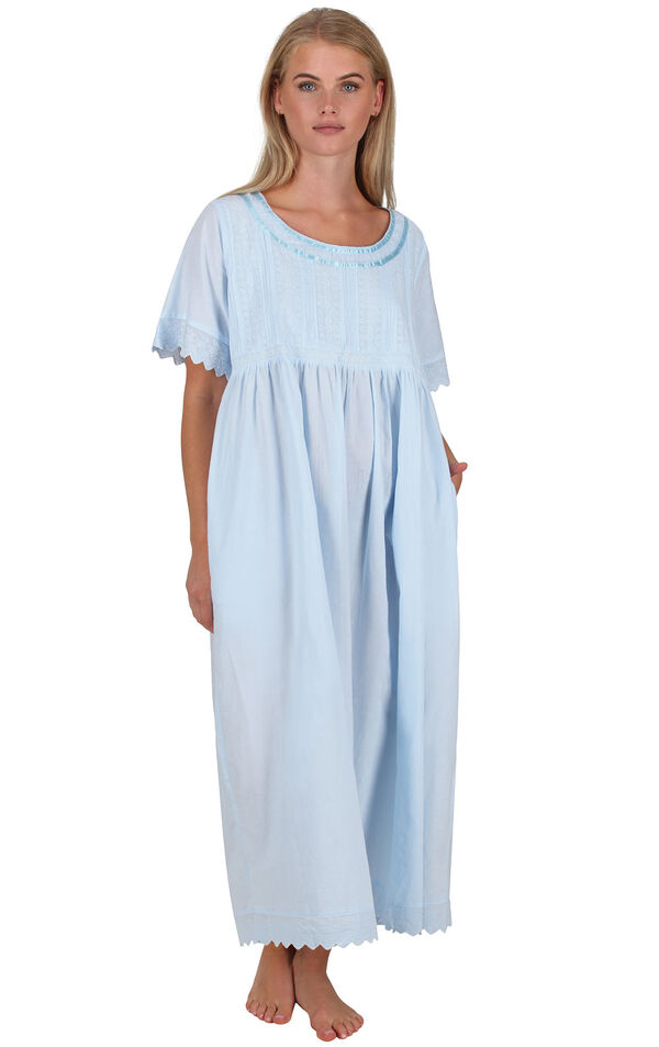Model wearing Helena Nightgown - Blue image number 0