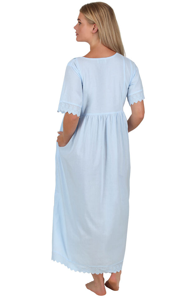 Model wearing Helena Nightgown - Blue
