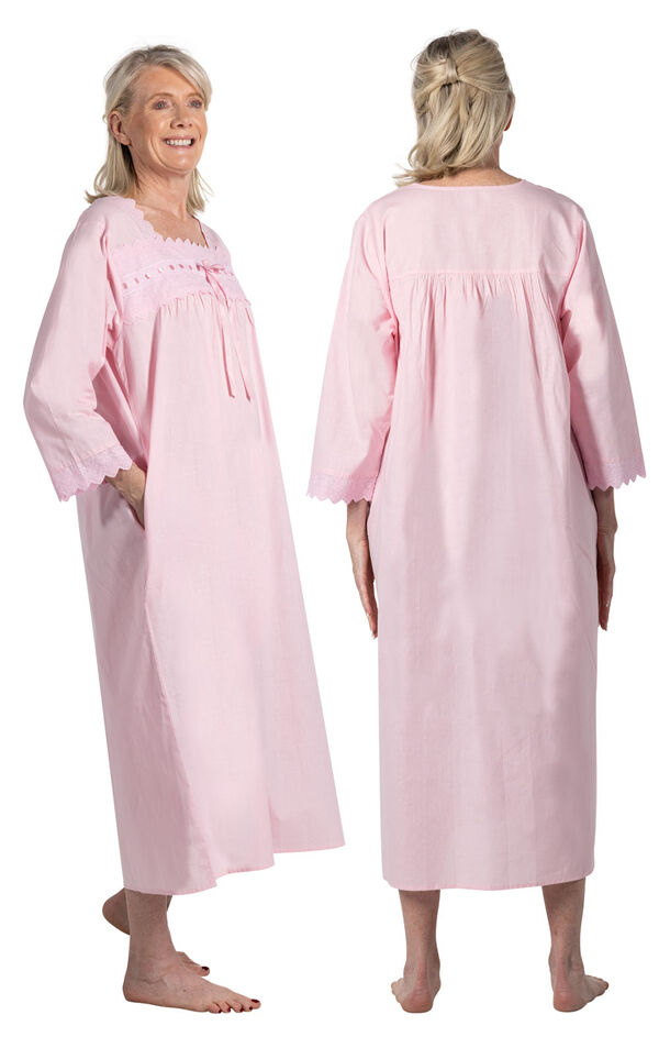 Laura - 3/4 Sleeve Long Cotton Nightgown for Women image number 1