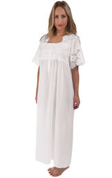 Model wearing Elizabeth Nightgown - White image number 0