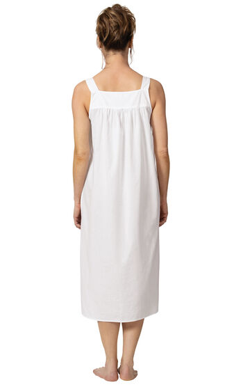 Meghan - Victorian Sleeveless Cotton Nightgown - White