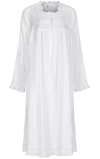 Model wearing Henrietta Nightgown - White