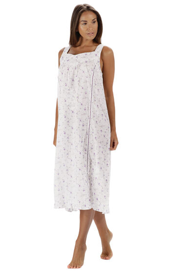 Nancy - Vintage Sleeveless Nightgown Dress for Women - Lilac Rose