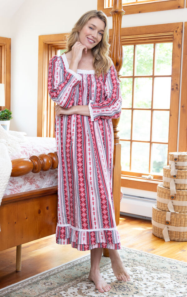 Martha - Victorian Long Sleeve Cotton Flannel Nightgown