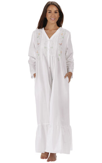Kate - Victorian Long Cotton Nightgown for Women - White
