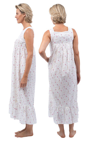 Eleanor - Victorian Sleeveless Cotton Nightgown - Vintage Rose