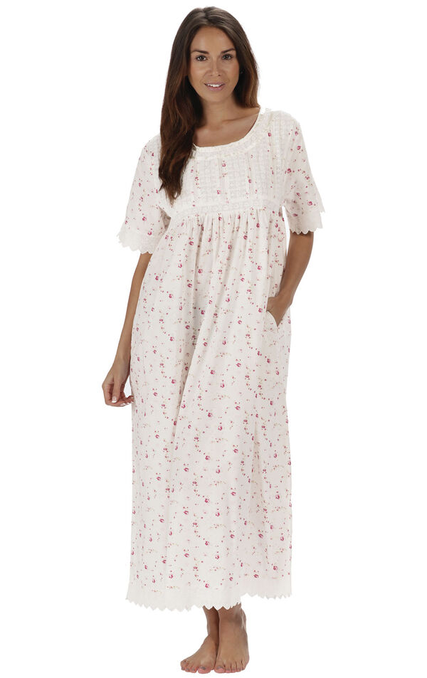 Model wearing Helena Nightgown in Lilac Rose for Women