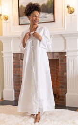 Rosalind - Light Weight Long Cotton Womens Robe/Housecoat image number 4
