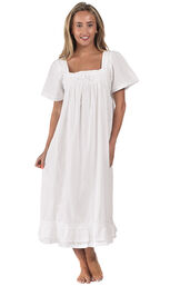 Model wearing Evelyn Nightgown - White image number 4