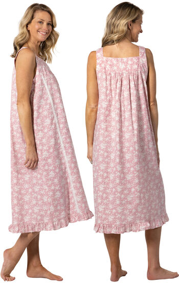 Nancy - Vintage Sleeveless Nightgown Dress for Women - Pink Floral