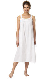 Meghan - Victorian Sleeveless Cotton Nightgown image number 4