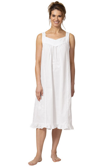 Nancy - Vintage Sleeveless Nightgown Dress for Women - White