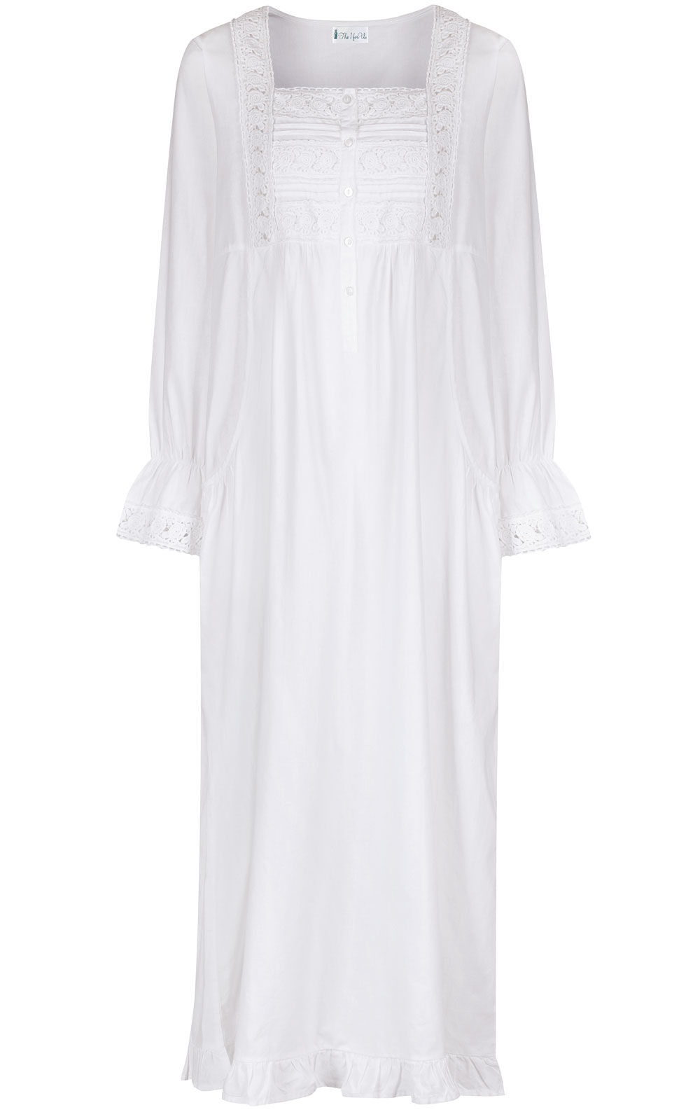 The 1 for U 100% Cotton Long Sleeve Nightdress with Pockets 7 Sizes Isabella
