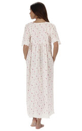 Model wearing Helena Nightgown in Vintage Rose for Women, facing away from the camera image number 1