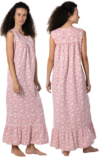 Naomi - Sleeveless Cotton Nightgown for Women - Pink Floral