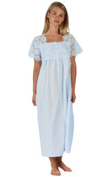Model wearing Elizabeth Nightgown - Blue image number 1