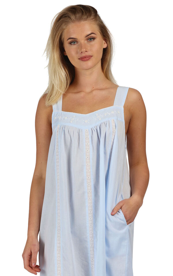 Model wearing Meghan Nightgown in Blue for Women