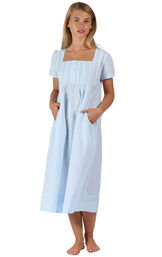 Model wearing Lara Nightgown - Blue image number 0