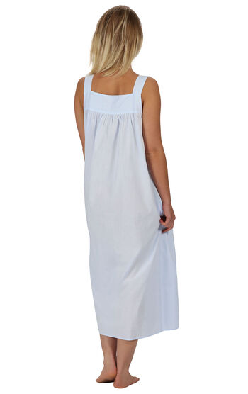 Meghan - Victorian Sleeveless Cotton Nightgown - Blue