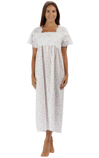 Elizabeth - Short Sleeve Victorian Nightgown - Lilac Rose