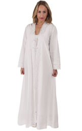 Model wearing Rosalind Robe - White image number 0