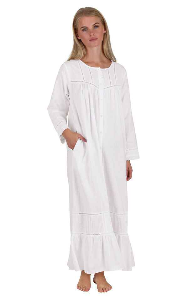 Model wearing Charlotte Nightgown - White image number 0