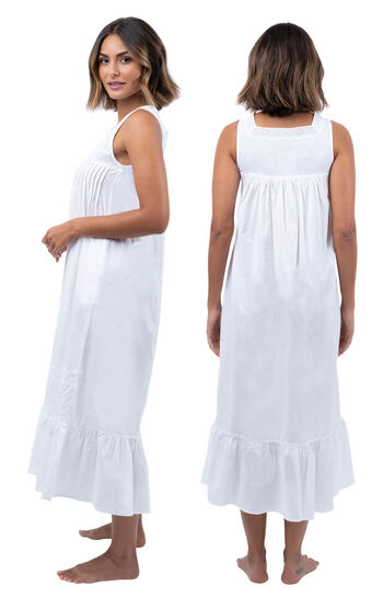 Eleanor - Victorian Sleeveless Cotton Nightgown - White