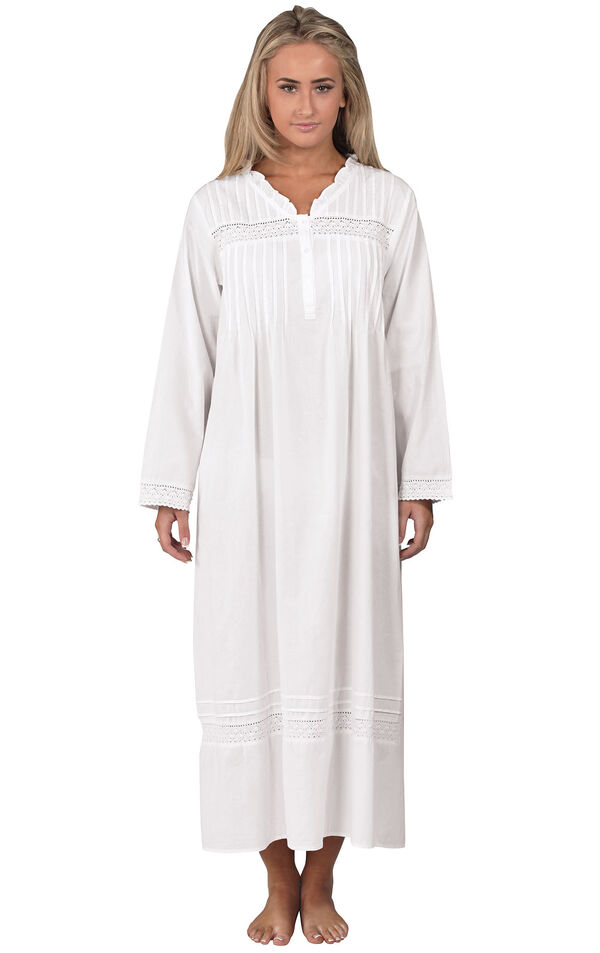 Model wearing Annabelle Nightgown - White image number 0