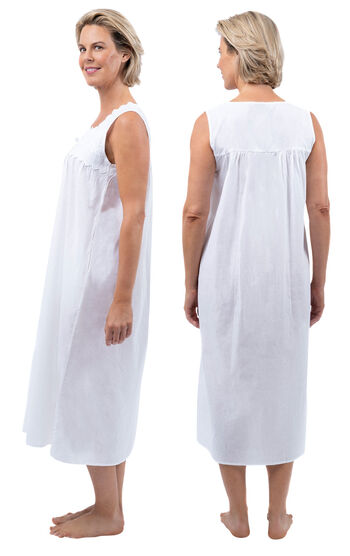 Laurel - 100 Percent Cotton Vintage Nightgown for Women - White