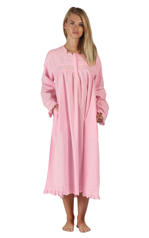 Model wearing Henrietta Nightgown - Pink image number 3