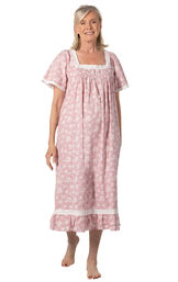 Evelyn - Vintage-Inspired Short Sleeve Cotton Nightgown image number 6