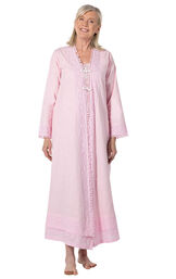 Rosalind - Light Weight Long Cotton Womens Robe/Housecoat image number 3