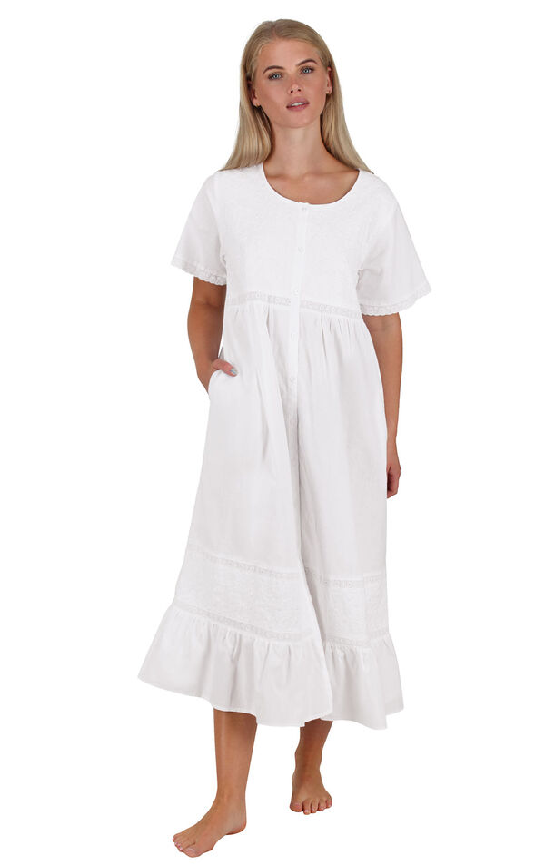 Model wearing Ava Nightgown - White image number 0