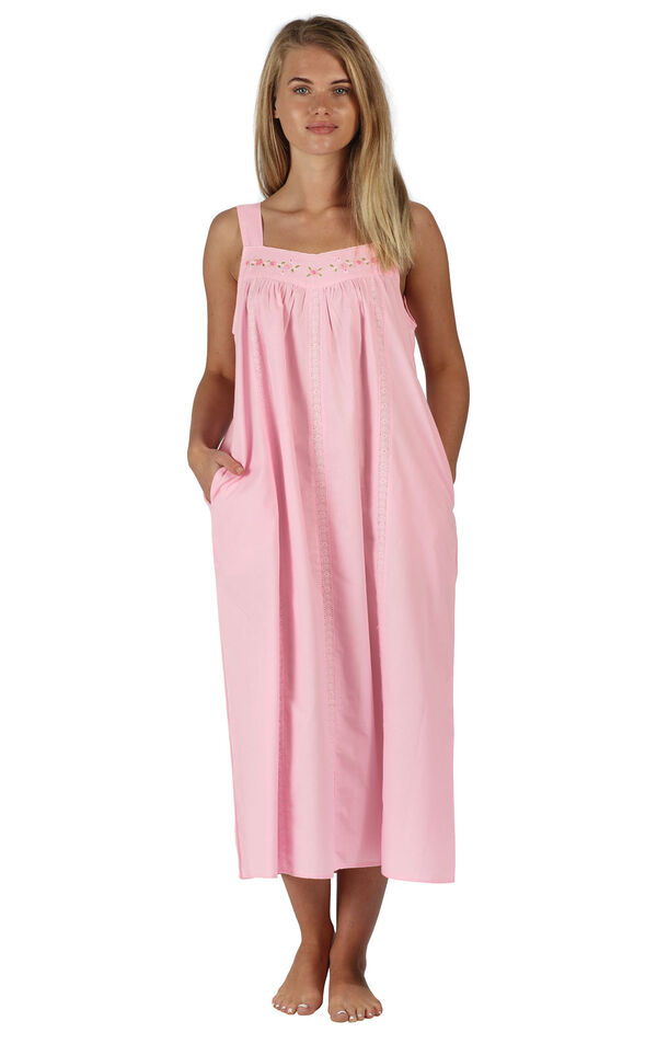 Model wearing Meghan Nightgown  in Pink image number 2