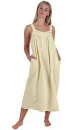 Meghan - Victorian Sleeveless Cotton Nightgown image number 3