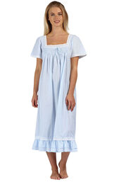 Model wearing Evelyn Nightgown - Blue image number 1