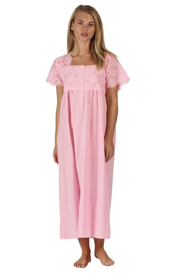 Elizabeth - Short Sleeve Victorian Nightgown - Pink
