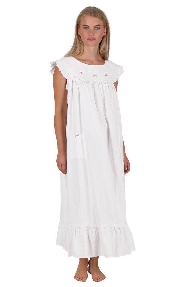 Model wearing Isla Nightgown - White image number 0