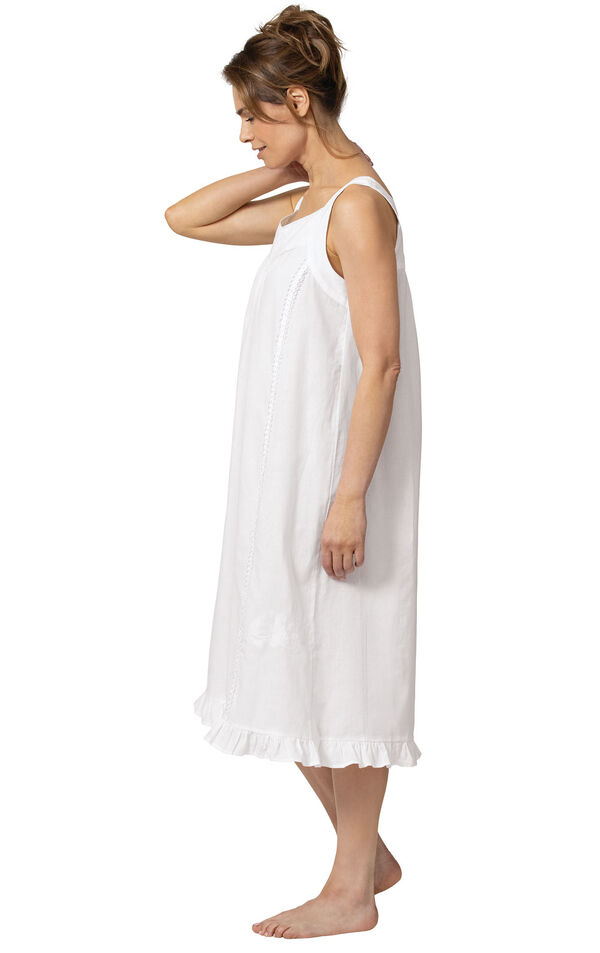 Model wearing Nancy Nightgown in White for Women, facing to the side image number 2