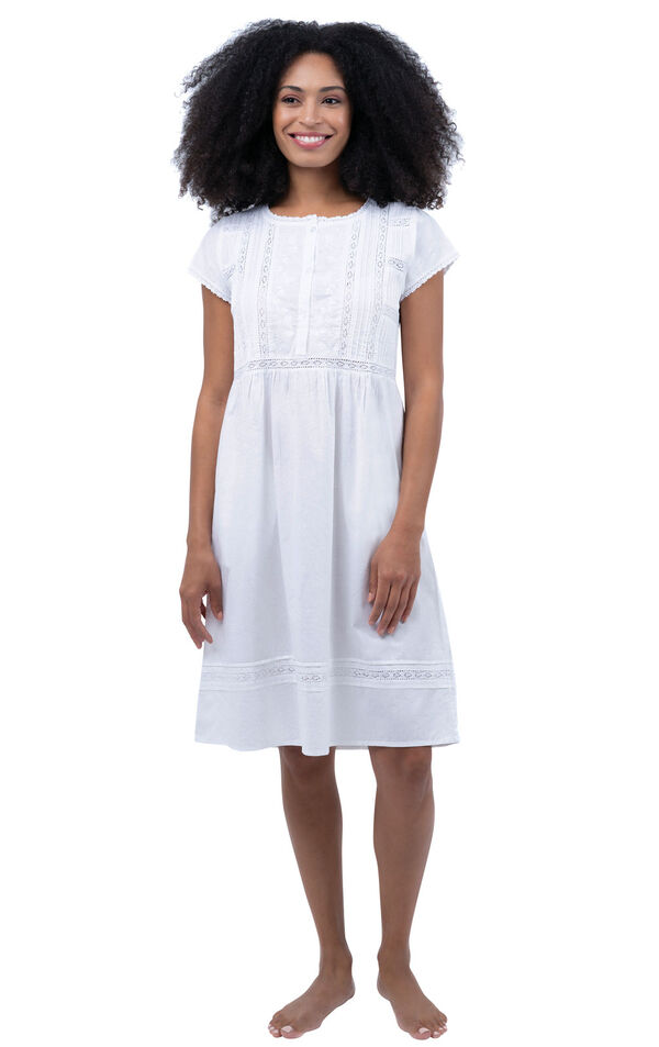 Daphne - Victorian Short Sleeve Cotton Nightgown image number 0
