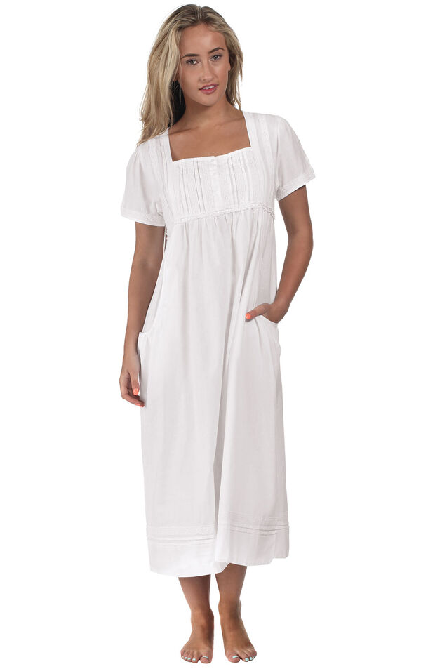 Model wearing Lara Nightgown - White image number 0