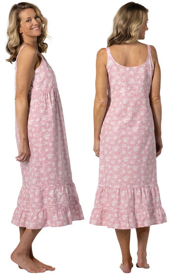 Ruby - Sleeveless Summer Nightgown Dress for Women - Pink Floral