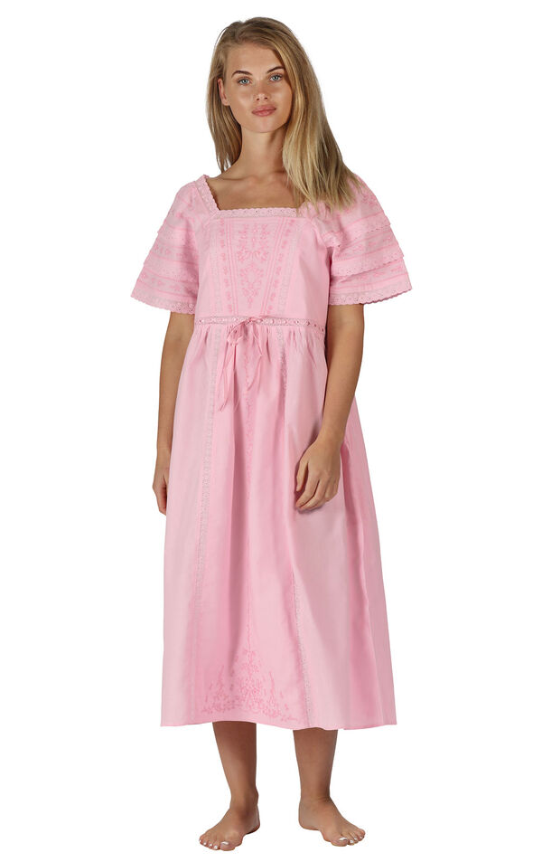 Model wearing Amanda Nightgown - Pink image number 2