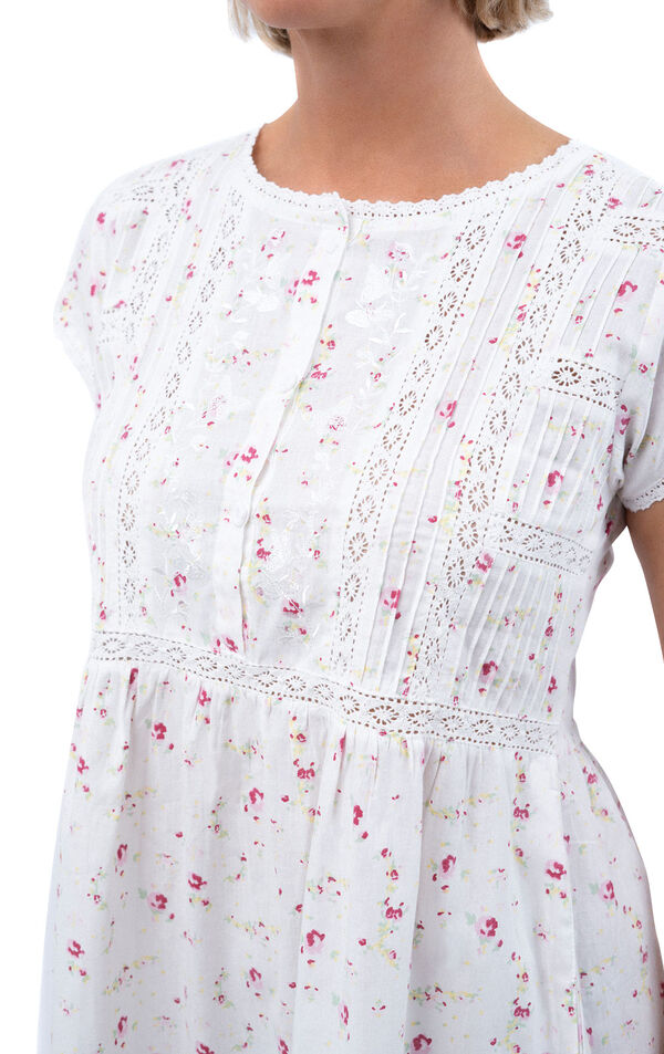 Daphne - Victorian Short Sleeve Cotton Nightgown