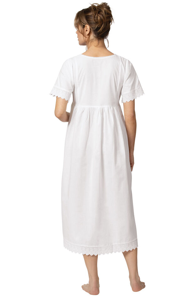 Model wearing Helena Nightgown in White for Women, facing away from the camera image number 1