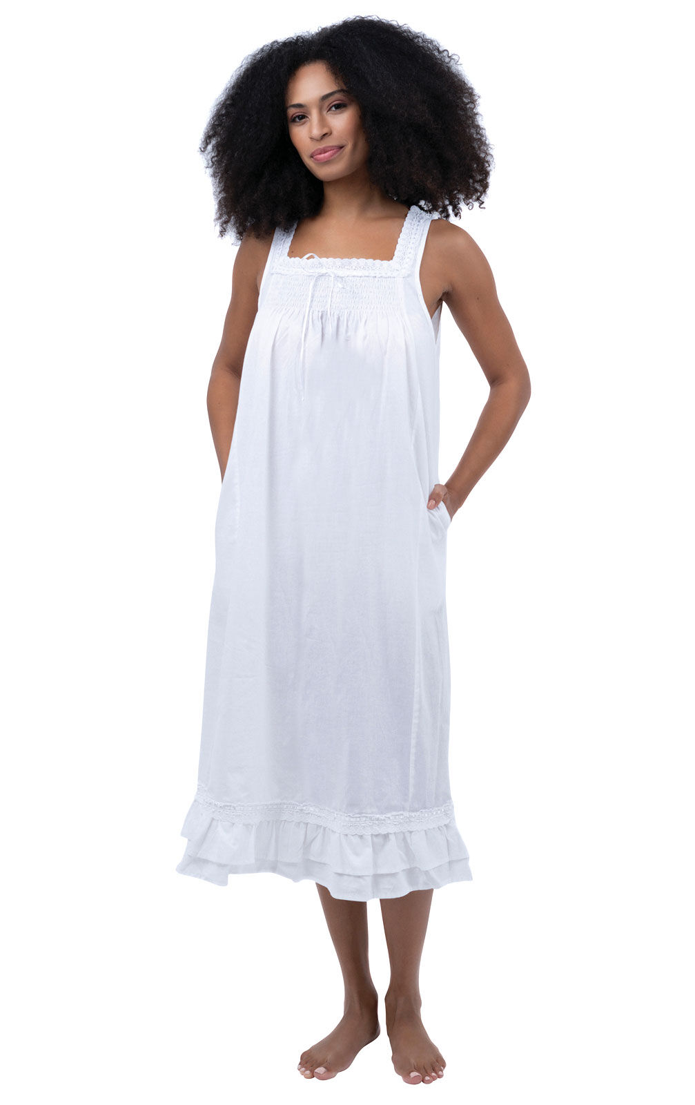 Evelyn "White" Size Medium The 1 For U 100% Cotton Nightdress 