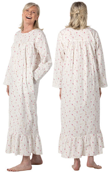 Charlotte - Long Sleeve Victorian Nightgown for Women - Vintage Rose