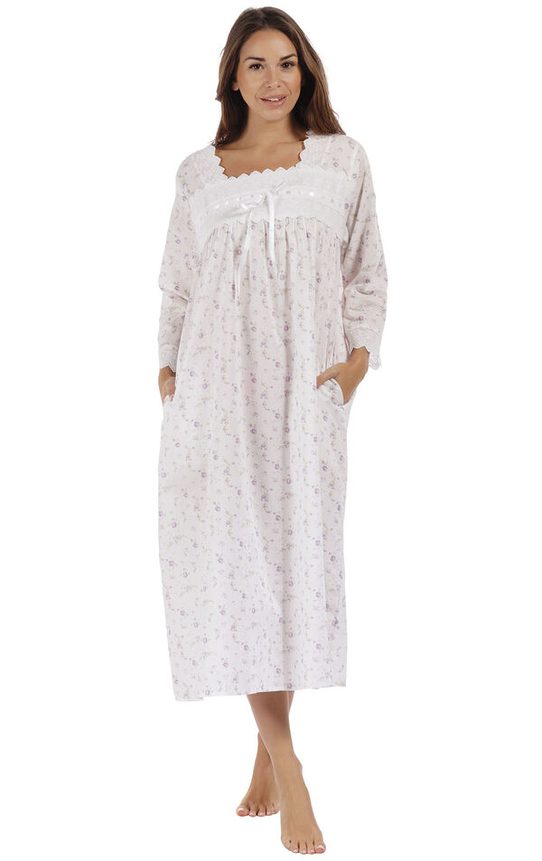 Model wearing Laura Nightgown - Lilac Rose image number 0